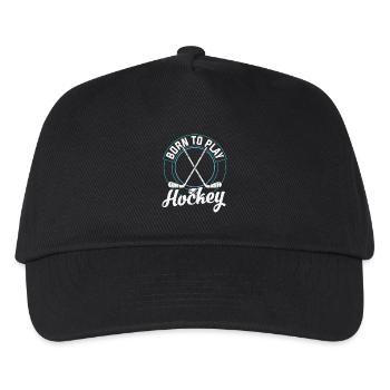 Eishockey Zitat Eishockey geboren, um Hockey zu spielen - Kinder Basecap - Schwarz - Vorne