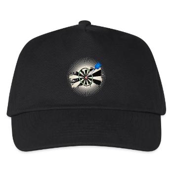 strahlende Dartscheibe mit blauen Dartpfeil - Kinder Basecap - Schwarz - Vorne