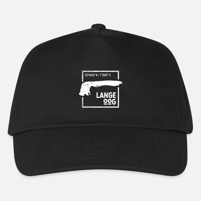 Langeoog | Insel-Silhouette Stempel-Design - Kinder Basecap - Schwarz