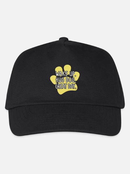 Wake Up Hug Dog Great Day - lustiger Hundespruch - Kinder Basecap - Schwarz