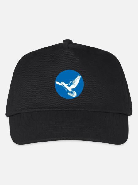 Weiss leuchtende Friedenstaube im blauen Kreis - Kinder Basecap - Schwarz