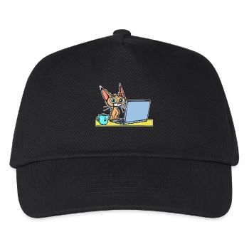 Laptop Home Office Statement Cat Coffee Career - Kids’ Baseball Cap - black - Front