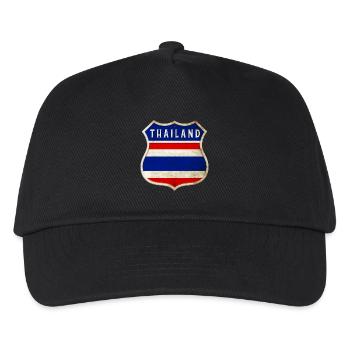 Thailand Wappen Flaggen Design - Kinder Basecap - Schwarz - Vorne