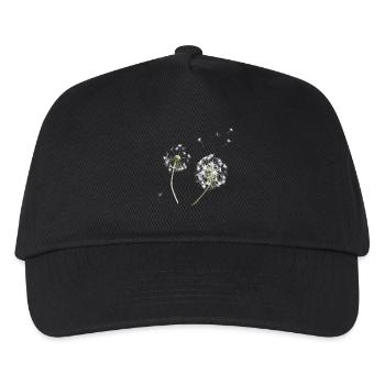 Weiße Löwenzahn-Silhouette - Kinder Basecap - Schwarz - Vorne