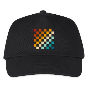 Retro-Schachbrett - Kinder Basecap - Schwarz - Vorne