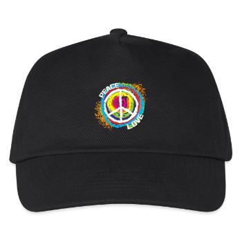 Liebe Frieden Spruch Friedenszeichen Weltfrieden - Kinder Basecap - Schwarz - Vorne
