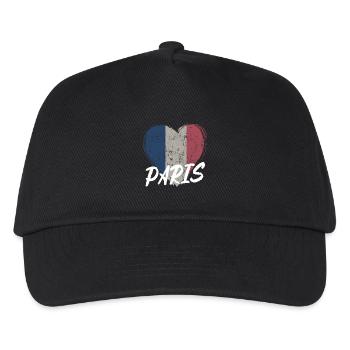 Retro-Abzeichen, Paris Frankreich ist meine Heimatstadt - Kinder Basecap - Schwarz - Vorne
