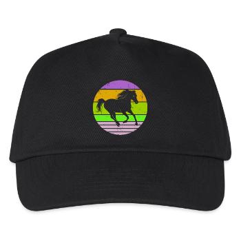 Hengst Galopp Pferdeliebe Pferde Islandpferde - Kinder Basecap - Schwarz - Vorne