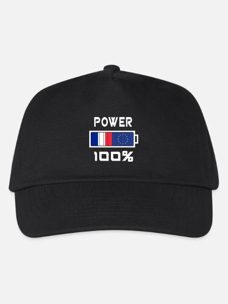 Europa und Frankreich Power 100% - Kinder Basecap - Schwarz