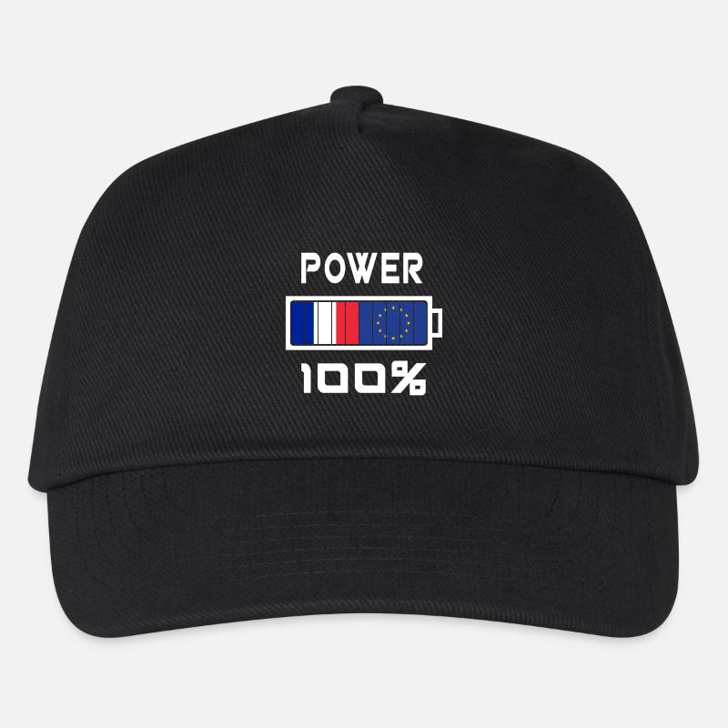 Europa und Frankreich Power 100% - Kinder Basecap - Schwarz