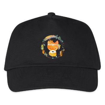petit renard avec décoration en plumes dans cadre ethno - Casquette de baseball Enfant - noir - Devant