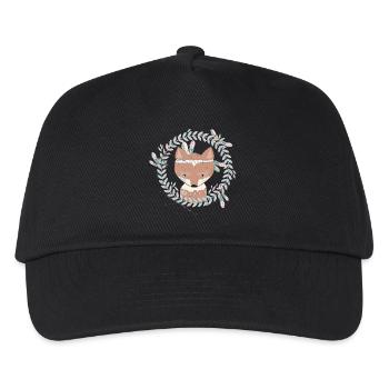 petit renard avec décoration en plumes dans cadre ethno - Casquette de baseball Enfant - noir - Devant