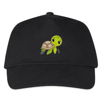 Schildkröte, niedliches Tier, Ozean - Kinder Basecap - Schwarz - Vorne