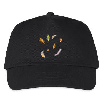 zarte kunterbunte Federn Symbol der Leichtigkeit - Kinder Basecap - Schwarz - Vorne