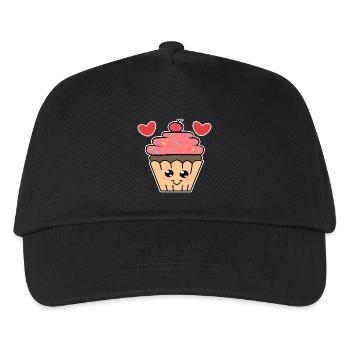 Cupcake Herz Lecker Naschen Süßigkeiten Kalorien - Kinder Basecap - Schwarz - Vorne
