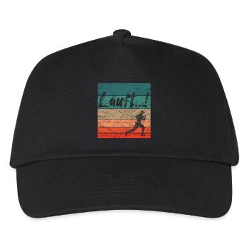 Läuft Jogging Spruch Optimist retro vintage - Kinder Basecap - Schwarz - Vorne