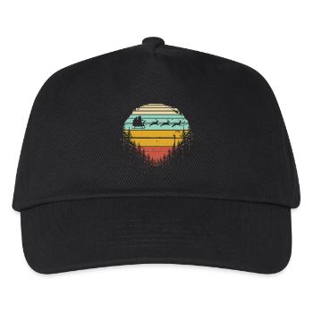 Retro Sled Dogs in Sunset Pines - Kids’ Baseball Cap - black - Front
