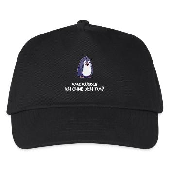 Pinguin Tier Vogel Statement Zoo Seevogel - Kinder Basecap - Schwarz - Vorne