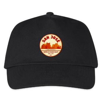 San Jose Retro Stadtbadge Kalifornien - Kinder Basecap - Schwarz - Vorne