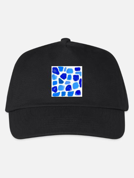BlueWatercolor –Blue Sea - mosaic stones - Kids’ Baseball Cap - black