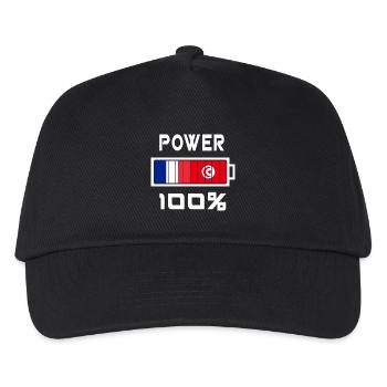 Tunesien und Frankreich Power 100% - Kinder Basecap - Schwarz - Vorne