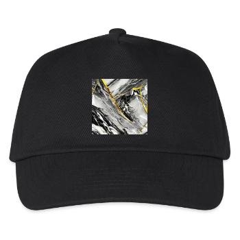 Marmor Schwarz Gold Naturstein - Kinder Basecap - Schwarz - Vorne