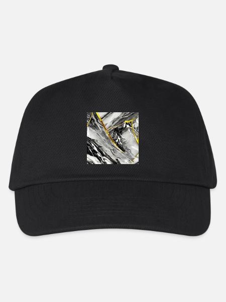 Marmor Schwarz Gold Naturstein - Kinder Basecap - Schwarz