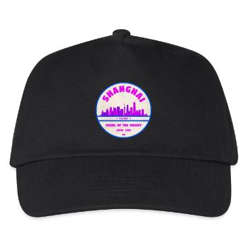 Shanghai China Skyline Badge - Kinder Basecap - Schwarz - Vorne