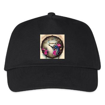 Steampunk Uhr mit Blumen und Seepferdchen - Kinder Basecap - Schwarz - Vorne