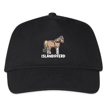 Islandpferde Pferde Pferdefan Stute Fohlen Spruch - Kinder Basecap - Schwarz - Vorne