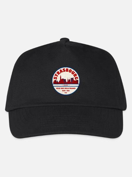 Strassburg Retro Stadtbadge Skyline - Kinder Basecap - Schwarz
