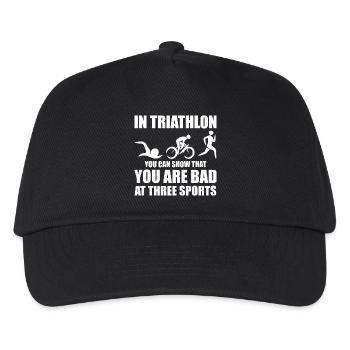 Witziger Triathleten Spruch - Kinder Basecap - Schwarz - Vorne