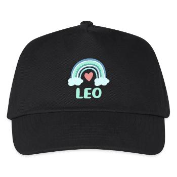 Leo Name Regenbogen Baby - Kinder Basecap - Schwarz - Vorne