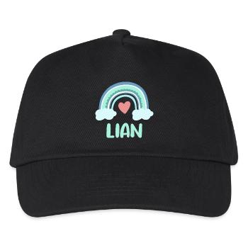 Lian Name Regenbogen Baby - Kinder Basecap - Schwarz - Vorne