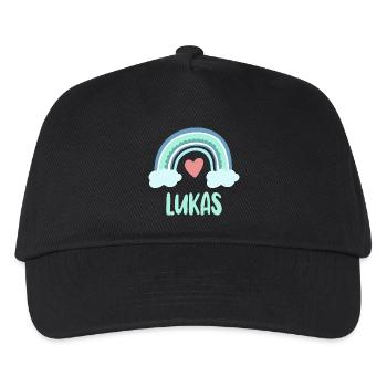 Lukas Name Regenbogen Baby - Kinder Basecap - Schwarz - Vorne