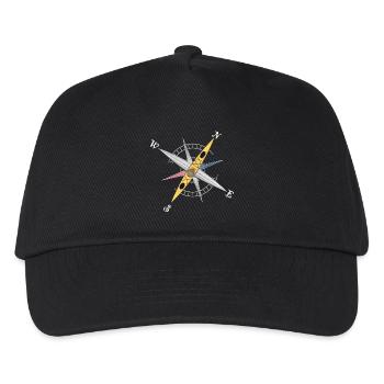 Cooles Kajak Design mit Kompassrose, gelbes Kajak - Kinder Basecap - Schwarz - Vorne