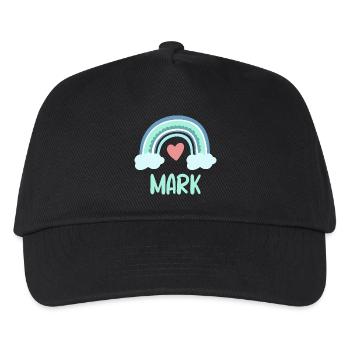Mark Name Regenbogen Baby - Kinder Basecap - Schwarz - Vorne
