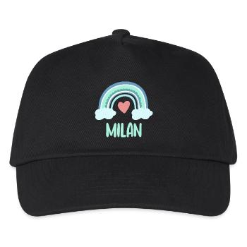 Milan Name Regenbogen Baby - Kinder Basecap - Schwarz - Vorne