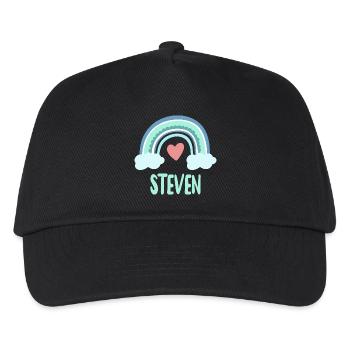 Steven Name Regenbogen Baby - Kinder Basecap - Schwarz - Vorne