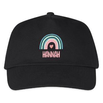 Hannah Name Regenbogen Baby - Kinder Basecap - Schwarz - Vorne