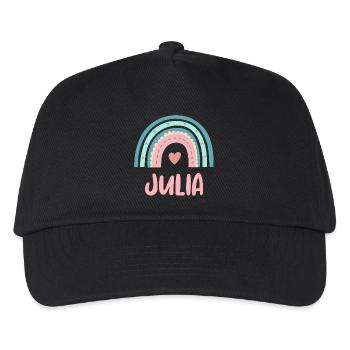 Julia Name Regenbogen Baby - Kinder Basecap - Schwarz - Vorne