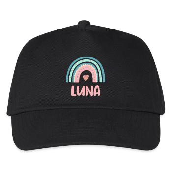 Luna Name Regenbogen Baby - Kinder Basecap - Schwarz - Vorne