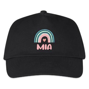 Mia Name Regenbogen Baby - Kinder Basecap - Schwarz - Vorne