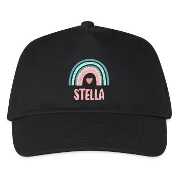 Stella Name Regenbogen Baby - Kinder Basecap - Schwarz - Vorne