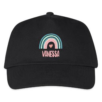 Vanessa Name Regenbogen Baby - Kinder Basecap - Schwarz - Vorne