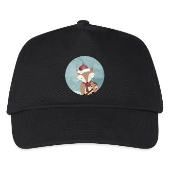 goldiger Fuchs für Weihnachten mit Zuckerstange - Kinder Basecap - Schwarz - Vorne