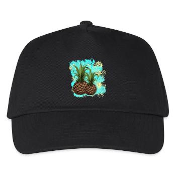 tolle früchte grafik, Ananas Motiv, beliebte Küche - Kinder Basecap - Schwarz - Vorne