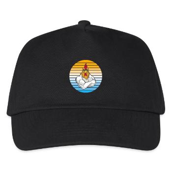 Huhn mit cooler Sonnenbrille - Kinder Basecap - Schwarz - Vorne