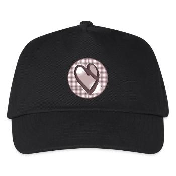 Nostalgia label in dusky pink with calligraphy heart - Kids’ Baseball Cap - black - Front