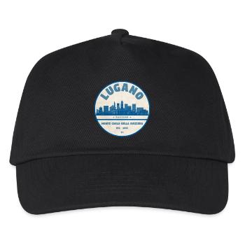 Lugano Skyline Abzeichen Shirt - Kinder Basecap - Schwarz - Vorne